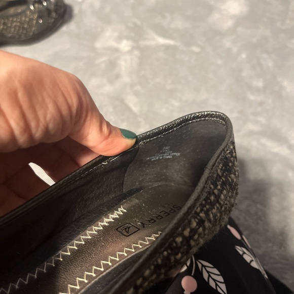 Sperry Top Sider peep toe wedge leather tweed NWOT Size 8 - Picture 3 of 12
